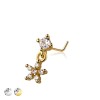 MULTI CZ FLOWER STAR DANGLE CZ 316L SURGICAL STEEL L-SHAPE NOSE RING